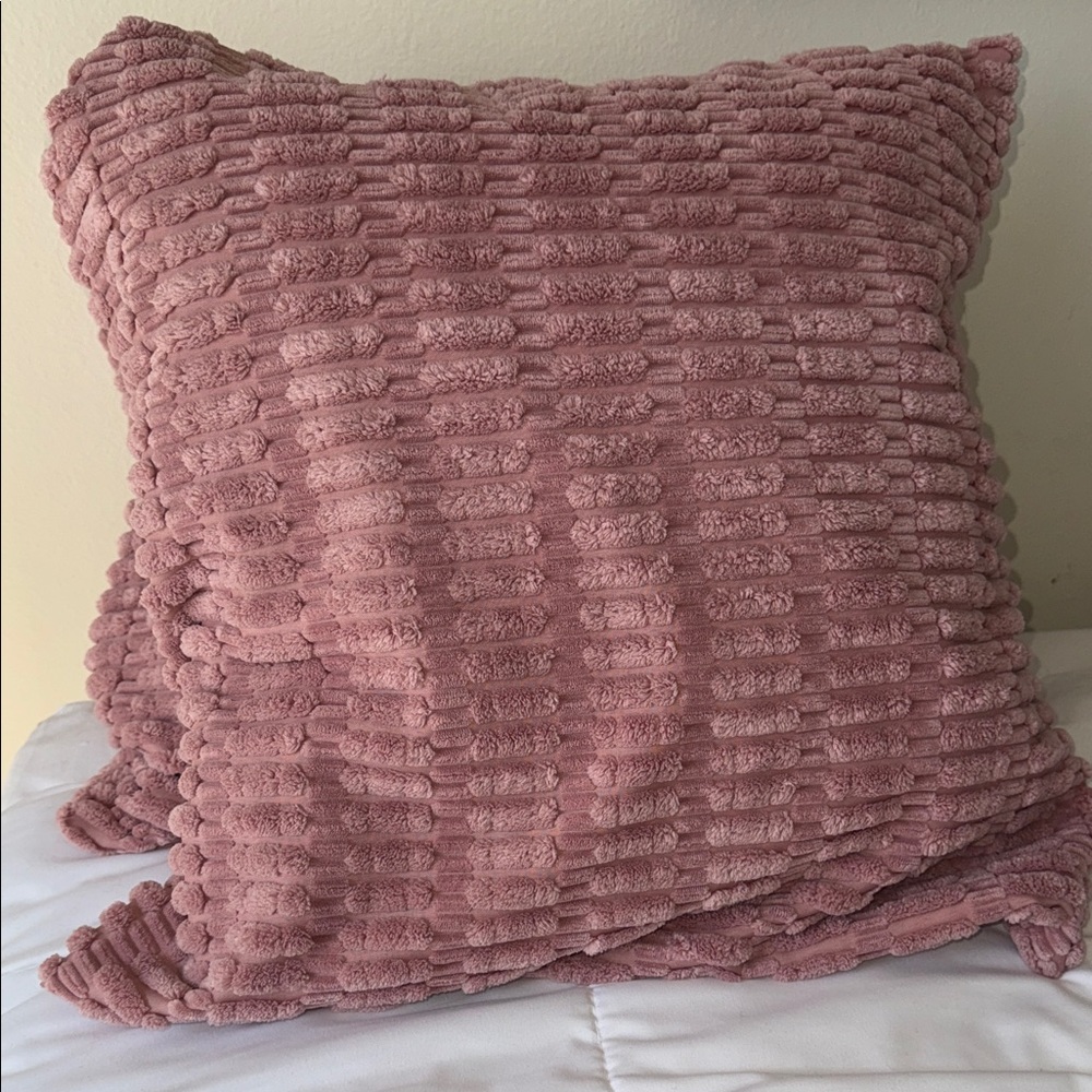 NWOT- set of 2 Textured Pink Throw Pillows. 20 x 20